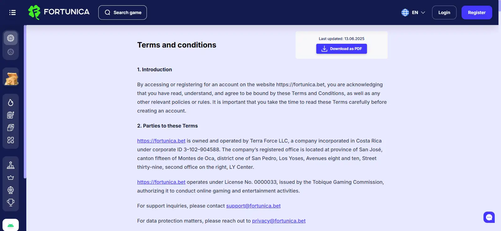 Fortunica Licence, Operator and Trust Review